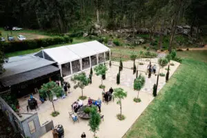 drone shot of Mystwood wedding venue