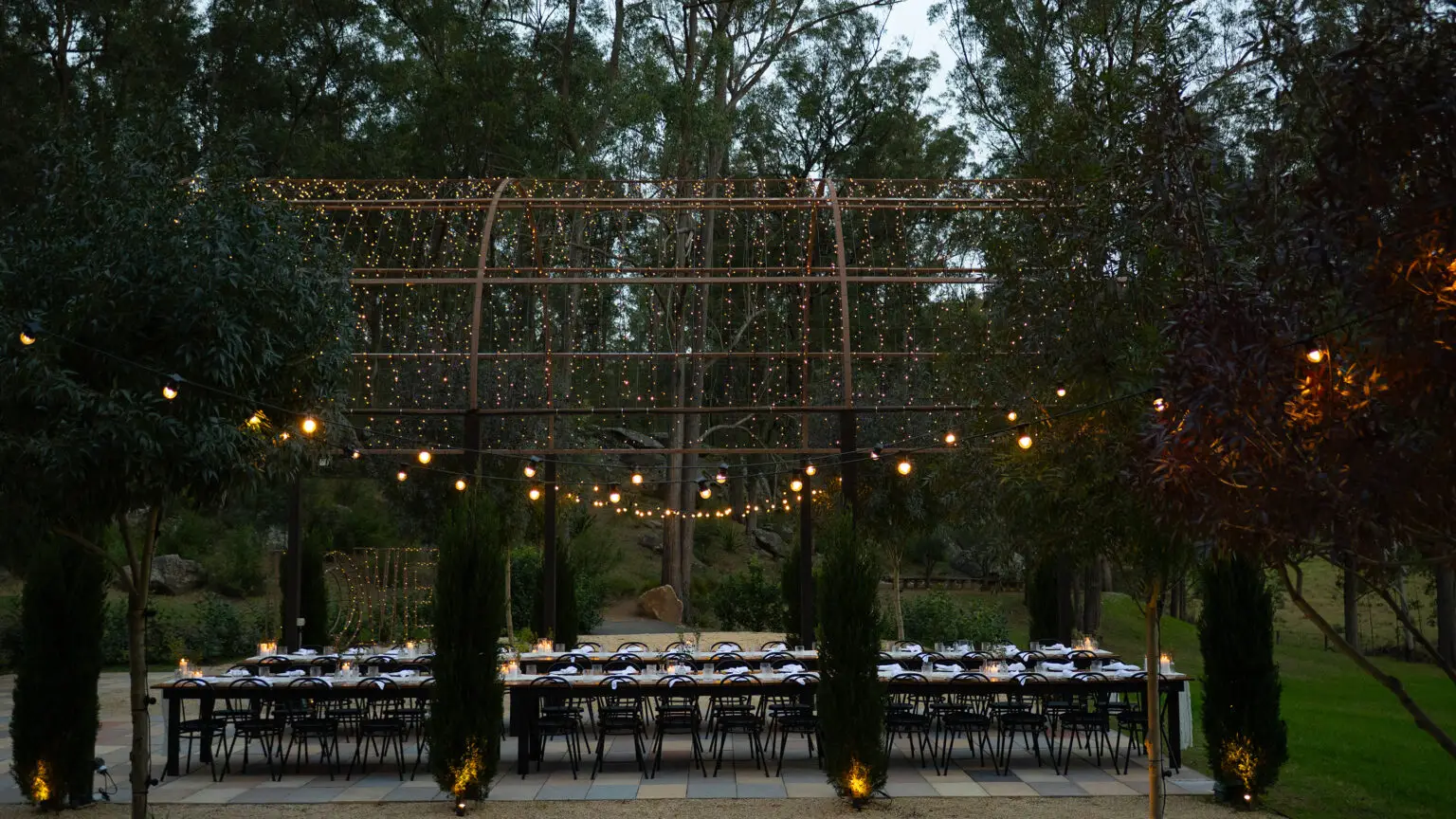 Mystwoods Twilight Package set up for summer weddings in hunter valley